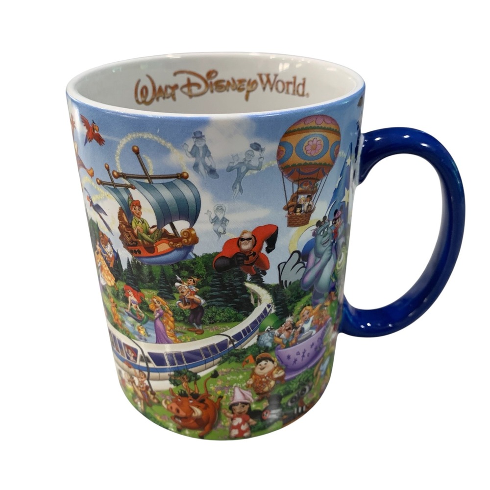 Walt Disney World Parks Character Collage XL Mug Mickey Pixar Cars Epcot